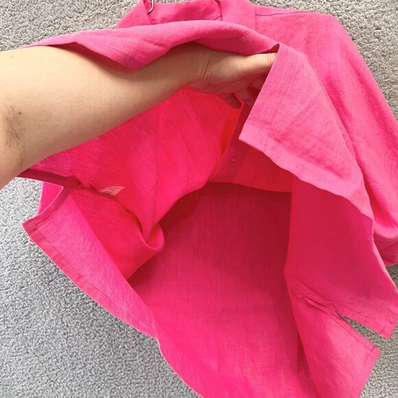 (Defect) Christopher Calvin Blouse Women's Top Plus Size 2X Fuchsia Linen USA - Picture 10 of 12